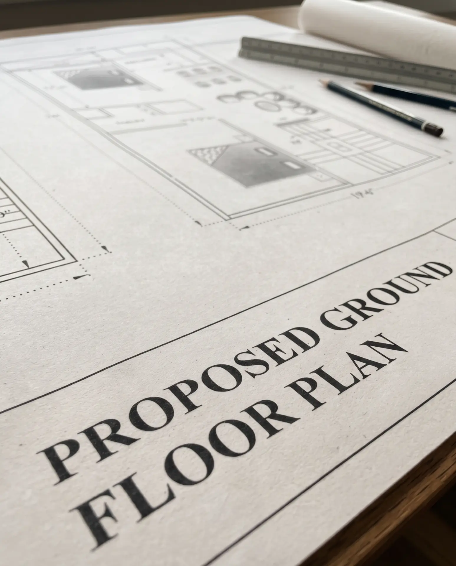 Proposed ground floor plan with drafting tools